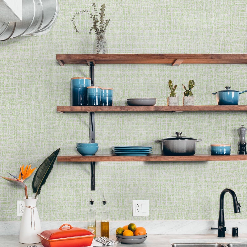 WADILE Grasscloth Peel and Stick Wallpaper 15.7in x 78.7in  Textured Contact Paper for Cabinets  Faux Linen Wall Paper Pull and Stick  Fabric Vinyl Wallpaper Self Adhesive Light Green - Image 5